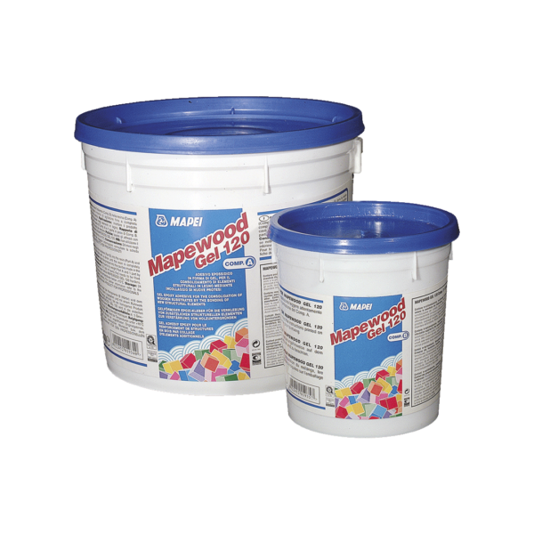 MAPEWOOD GEL 120 (KIT A+B 2,5Kg) - Adesivo epossidico in forma di gel, per il restauro di elementi strutturali in legno.