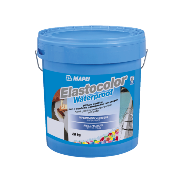 ELASTOCOLOR WATERPROOF (20Kg) - Pittura acrilica per il contatto permanente con acqua, impermeabile e di facile pulibilità, per esterni ed interni.