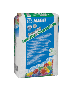MAPEWALL INIETTA & CONSOLIDA (20Kg) - Legante inorganico reattivo, a base di calce idraulica naturale, a bassissima emissione di VOC, per confezionare boiacche da iniezione superfluide, per il consolidamento di murature.