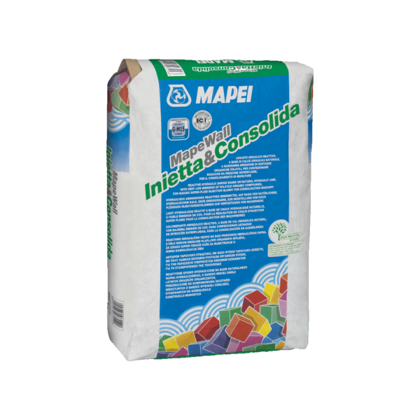 MAPEWALL INIETTA & CONSOLIDA (20Kg) - Legante inorganico reattivo, a base di calce idraulica naturale, a bassissima emissione di VOC, per confezionare boiacche da iniezione superfluide, per il consolidamento di murature.