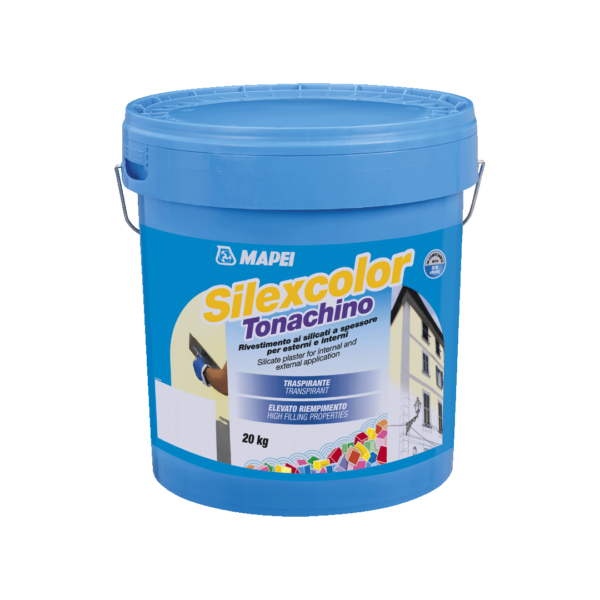 SILEXCOLOR TONACHINO (20Kg) (GRANELLO 0,7mm/1,2mm/1,5mm) - Rivestimento ai silicati a spessore per esterni ed interni, ad elevata traspirabilità e riempimento a norma DIN 18363.