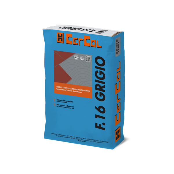 F.16 QUARTZ (25Kg Bianco) - Adesivo monocomponente al quarzo, a base di cementi PTL 52,5R ed additivi speciali.