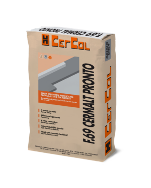F.69 CERMALT PRONTO (25Kg) - Premiscelato pronto all’uso ad essiccazione ed indurimento semirapido a base di cementi speciali PTL 52,5R ad elevata resistenza ed additivi sintetici per la realizzazione di sottofondi di posa da 2 a 8 cm di spessore.