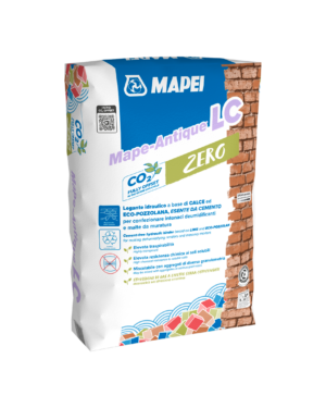 MAPE-ANTIQUE LC (20Kg) - Legante idraulico resistente ai sali, a base di calce ed ECO-POZZOLANA, esente da cemento, da miscelare con aggregati di diversa granulometria, per confezionare intonaci deumidificanti e malte da muratura.