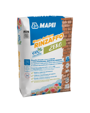 MAPE-ANTIQUE RINZAFFO (20Kg) - Malta da rinzaffo traspirante, resistente ai sali, a base di calce ed ECO-POZZOLANA, esente da cemento, da applicare come primo strato nella realizzazione di intonaci deumidificanti, traspiranti e “strutturali”.