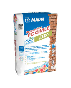 MAPE-ANTIQUE FC CIVILE (25Kg - Colore: BIANCO) - Malta da rasatura traspirante a tessitura fine, resistenti ai sali, a base di calce ed ECO-POZZOLANA, esente da cemento, per la finitura civile di intonaci.