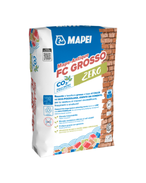 MAPE-ANTIQUE FC GROSSO (25Kg) - Malta da rasatura traspirante a tessitura grossa, resistente ai sali, a base di calce ed Eco-Pozzolana, esente da cemento, per la finitura grossa di intonaci.