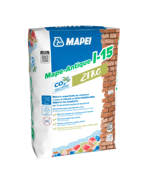 MAPE-ANTIQUE I-15 (20Kg) - Legante idraulico fillerizzato, resistente ai sali, a base di calce ed ECO-POZZOLANA, per confezionare boiacche da iniezione superfluide per il consolidamento di murature.