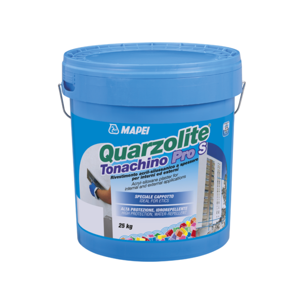 QUARZOLITE TONACHINO PRO S (25Kg) (GRANELLO 1,2mm/1,5mm) - Rivestimento acril-silossanico a spessore per interni ed esterni.