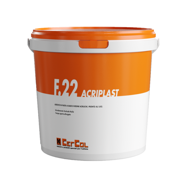 F.22 ACRIPLAST (5Kg) - Adesivo in pasta a base di resine acriliche, pronto all’uso. Scivolamento verticale nullo e tempo aperto allungato.