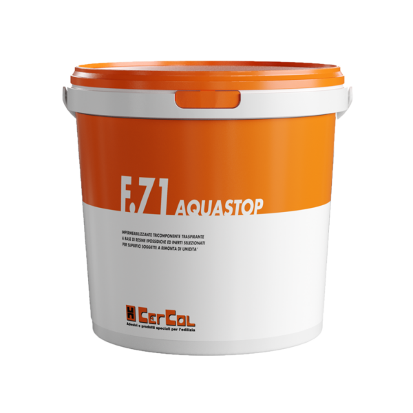 F.71 ACQUASTOP (KIT A+B+C 5Kg) - Impermeabilizzante tri-componente epossi-cementizio per superfici soggette a rimonte di umidita.