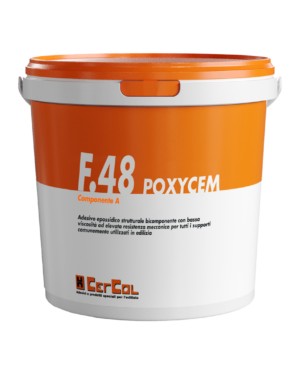 F.48 POXYCEM (KIT A+B 2Kg) - Adesivo epossidico strutturale bicomponente con bassa viscosità ad elevata resistenza meccanica per tutti i supporti comunemente utilizzati in edilizia.