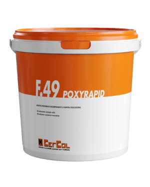 F.49 POXYRAPID (KIT A+B 2Kg) - Adesivo epossidico bicomponente a rapida essiccazione, scivolamento verticale nullo ed elevatissima resistenza meccanica per riparazioni, incollaggio e rinforzo strutturale di elementi in calcestruzzo o cemento armato, pietre naturali, malta e laterizi.