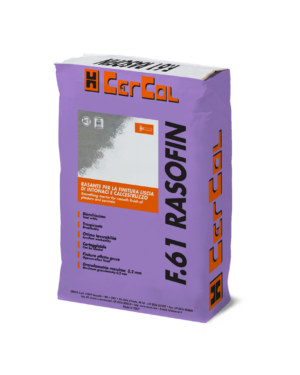 F.61 RASOFIN (BIANCO 20Kg) - Rasante cementizio bianco fine al quarzo a base di cementi speciali ed additivi sintetici per la regolarizzazione di sottofondi fino a 3 mm di spessore.
