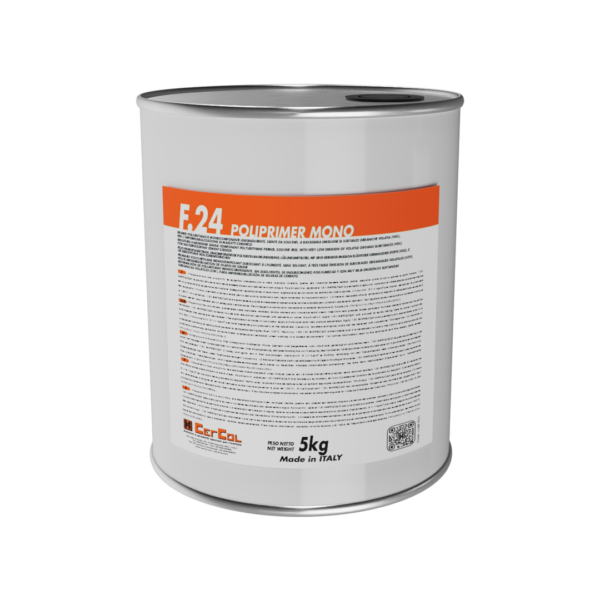 F.24 POLIPRIMER MONO (10Kg) - Primer poliuretanico monocomponente igroindurente, esente da solventi, a bassissima emissione di sostanze organiche volatili (VOC), per l’impermeabilizzazione di massetti cementizi.