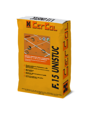 F.15 UNISTUC 1-20 mm (25Kg) - Fugante monocomponente idrorepellente, antimuffa, a base di cementi speciali ad elevata resistenza all’abrasione e compressione.