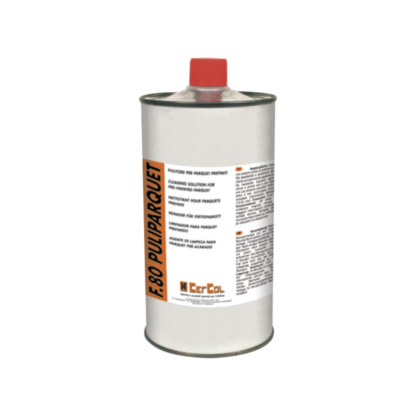 F.80 PULIPARQUET (0.85Kg) -Pulitore per parquet prefiniti verniciati che durante la posa siano stati sporcati residui di adesivi reattivi (bicomponenti o monocomponente poliuretanici).