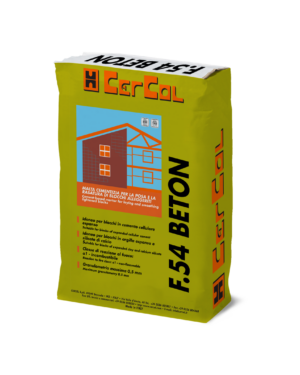 F.54 BETON (25Kg) - Adesivo/rasante monocomponente bianco a base di cementi selezionati ed additivi speciali per la posa e la rasatura di blocchi di cemento cellulare espanso.
