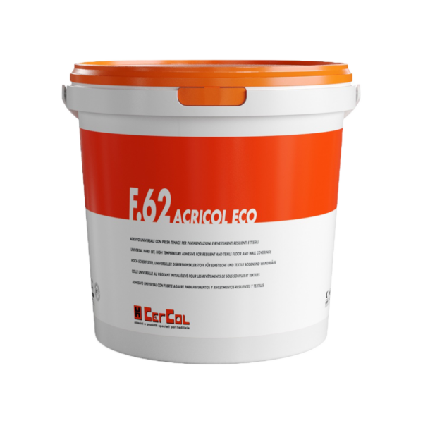 F.62 ACRICOL ECO (14Kg) - Adesivo acrilico in dispersione acquosa specifico per incollare pavimenti e rivestimenti in gomma e in PVC su supporti assorbenti.