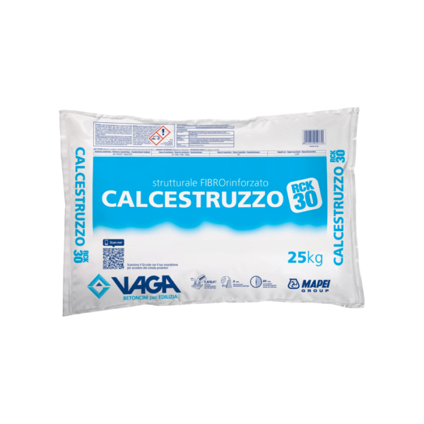 CALCESTRUZZO RCK30 FIBRO-RINFORZATO (25Kg) - Calcestruzzo strutturale premiscelato.